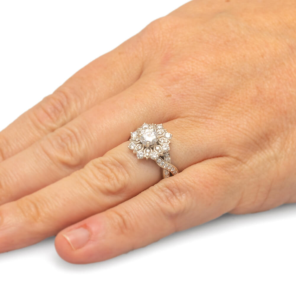 Imani - 14k White Gold 1 Carat Oval Halo Natural Diamond Engagement Ring @  $3750 | Gabriel & Co.